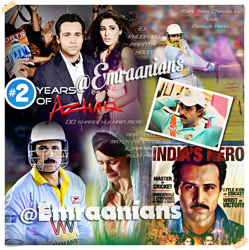 Emraanians's tweet photo. Azhar , from setting centuries to sitting in Courts . A film that captured the rise and fall of a superstar sports man with sensitivity and heart .
Hereβs to celebrating #2YearsOfAzhar and many more to come . Cheers . @emraanhashmi @LaraDutta @ItsPrachiDesai #EmraanHashmi https://t.co/TpGUrlU5FZ
