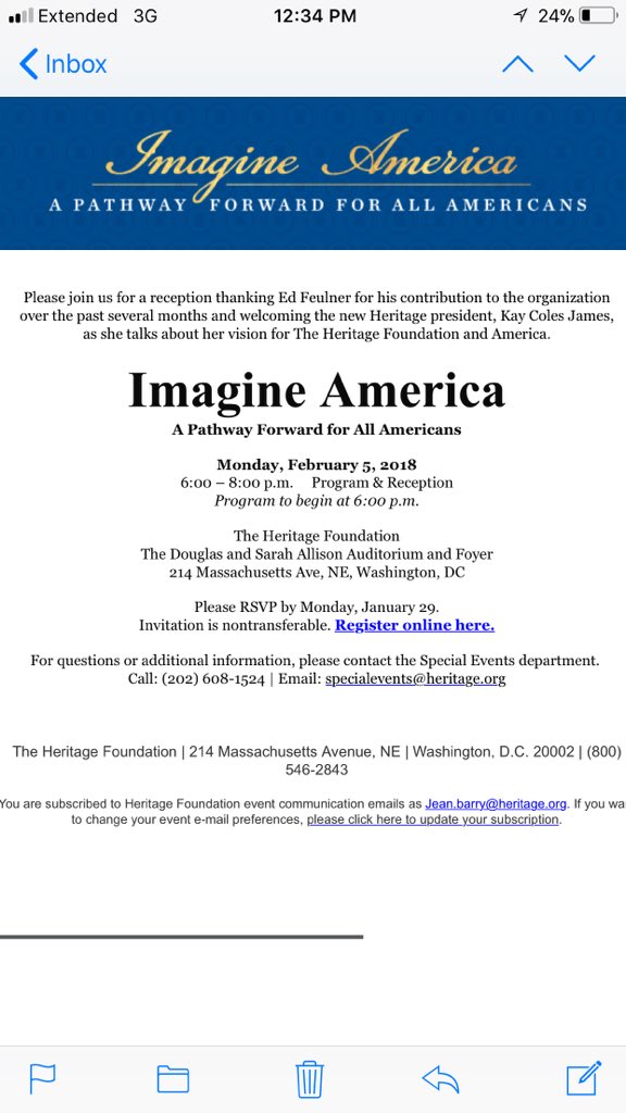 Milmarson's tweet photo. @KayColesJames making #BlackHistory as new President of @Heritage @Heritage_Action #LiveColorblind #SuccessisColorblind #BlackHistoryMonth @realDonaldTrump https://t.co/4R9J2bj1Iy