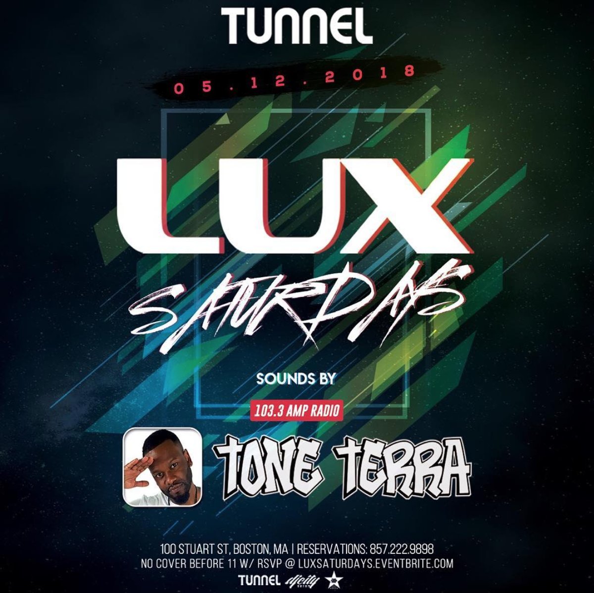 DJCASE's tweet photo. #Boston #SaturdaysAreLUX inside @TunnelBoston tonight w @1033ampradio's own, @DJToneTerra, providing the beats to your nightlife! RSVP @ https://t.co/ELXNXxC10h for FREE admission till 11 PM! #GridlockXL #1033AMPRadio #DJToneTerra #Boston #nightlife https://t.co/i3rFngbXcq