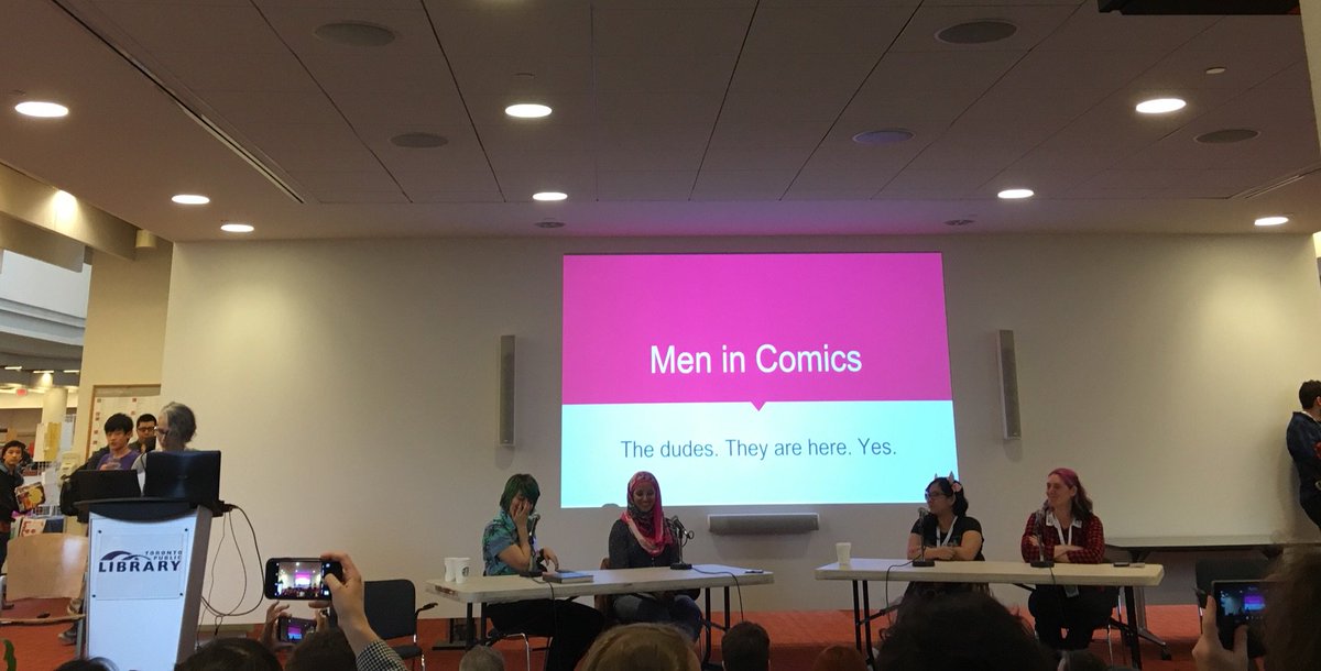 Comixace's tweet photo. Finally a Men In Comics panel! We will learn how to create strong male characters! #tcaf2018 #menincomics https://t.co/J0QigDLbRr