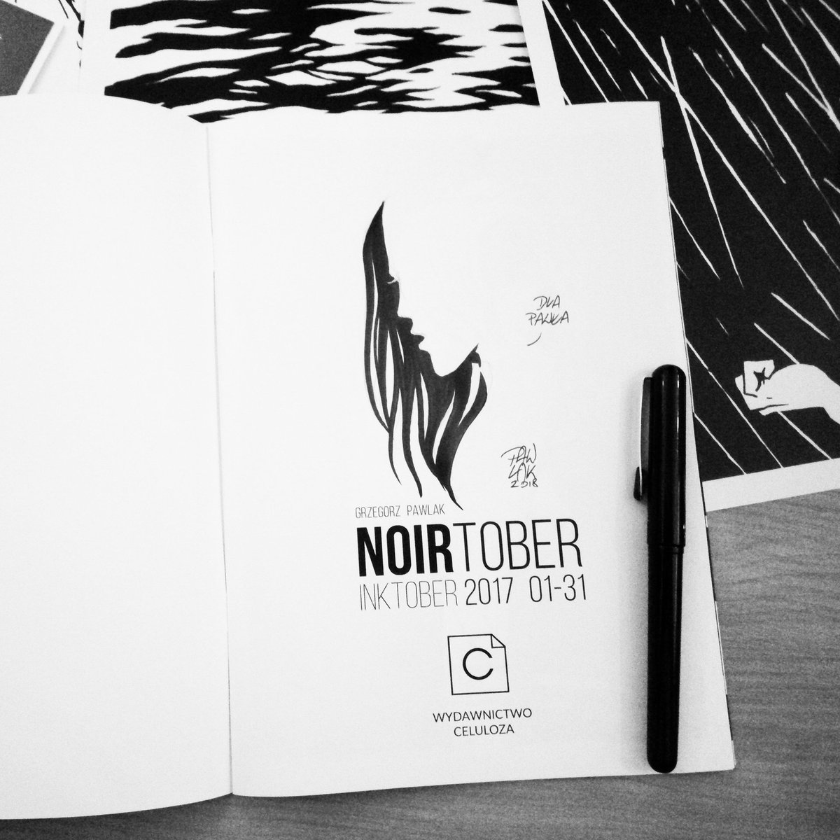 G__Pawlak's tweet photo. Few autographs and drawings done on #freecomicbookday in Biblioteka Uniwersytecka in #poznan :) #sketch #drawing #blackandwhite #comics #celuloza #noirtober #komiks #dziendarmowegokomiksu https://t.co/4LLyv2t0yv