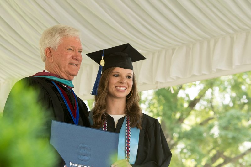 presbycollege's tweet photo. We're all smiles over here! Today the Class of 2018 became part of the PC Alumni Family! #CueTheBagpipes #BlueHoseGrad18 #OnOnPC https://t.co/Z7pKUFMqvy