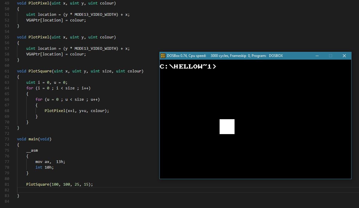 rav_meister's tweet image. Going back to old school.  Initialise graphics in 2 lines.

#c89 #watcom #mode13h