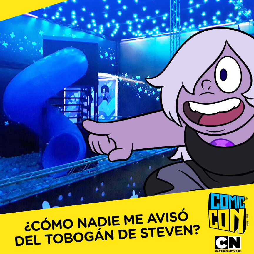 CartoonCL's tweet photo. ¡Si alguien nos busca, estaremos en el tobogán de Steven en Comic Con! 👋
Espacio Riesco - #cccl2018 https://t.co/BoIHhKqRsv