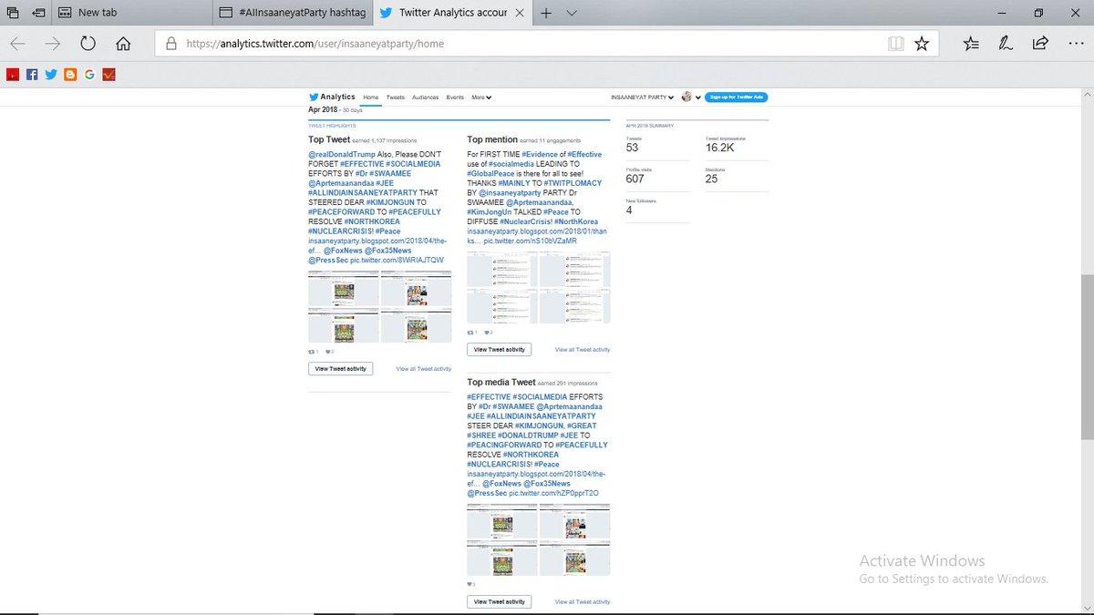 insaaneyatparty's tweet image. #AIInsaaneyatParty got 16,200 #TweetImpressions, 607 #ProfileVisits, 25 #Mentions, 4 #NewFollowers for its own 53 #Tweets in April 2018. #TopTweet earned 1,137 #Impressions, #TopMention earned 11 #Engagements, #TopMediaTweet earned 291 Impressions. An amazing #Achievement!