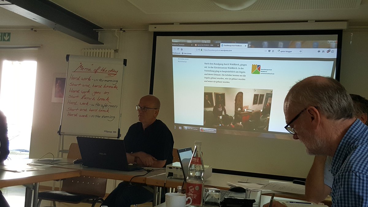 himis2017's tweet photo. The german teachers present their progress in the project.#ErasmusPlus #Erasmus #Germany #waldkirch #erasmusfriends #Europe #TEACHers #heritage #inclusion4all https://t.co/4H4UIgU9Pp