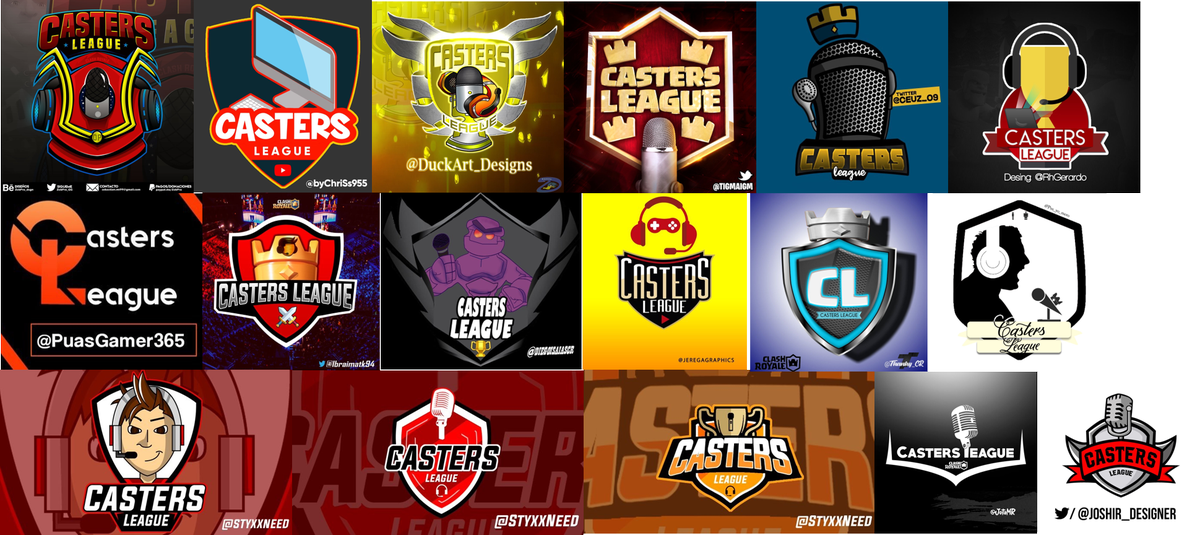 DrBrandCR's tweet photo. FE de ERRATAS. Me faltó uno.Resumen de los 17 logos que presentaron los diseñadores, qué opinan, de qué diseñador les gusta más, cual renglón y cuál columna?@CastersLeague  voy a filtrar mis favoritos y esos los pondré a elección de la gente. P.d. yo tendré la última palabra. https://t.co/RgdpdfRhPu