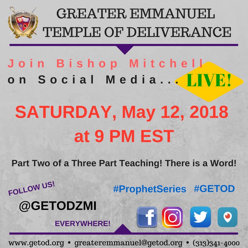GETODZMI's tweet photo. Part 2 🗣 TONIGHT at 9pm. Tune in. #share #repost #GETOD #prophetseries #Bishopteaches #live #part2 https://t.co/LJ6xl8hAuR