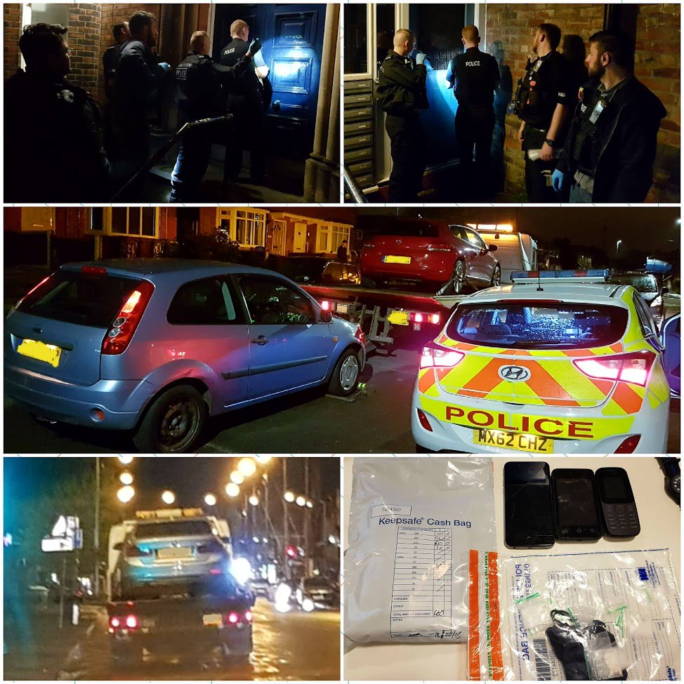 GMPSpecials's tweet photo. Another busy and successful shift for our North Manchester #OpSynergy team... 3 cars seized, 2 males arrested and in custody,  houses searched, drugs/cash/phones seized, crime enquiries made, and we still managed our proactive high visibility patrols! #teamwork #CoM https://t.co/Fv6gb6qHeY