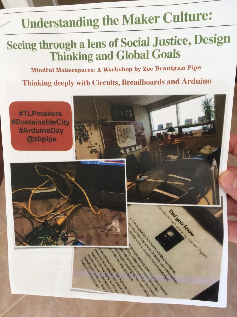 robstringer's tweet photo. Spent the day at a GREAT workshop for Educators—learning about (and leaving with) great tech kits and ideas for use back at school. Worth getting up early! Thanks to Zoe Branigan-Pipe for organizing and leading it. 👍😎 #TLPmakers #ArduinoDay @zbpipe https://t.co/buKOuSRhYL