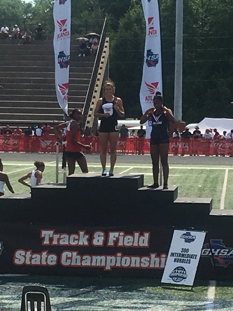 CHSKnightsTF's tweet photo. Reese Crawford is State Champion in the 300 meter hurdles with a NEW SCHOOL RECORD time of 43.14! #chickennugget https://t.co/WFKPinFsws