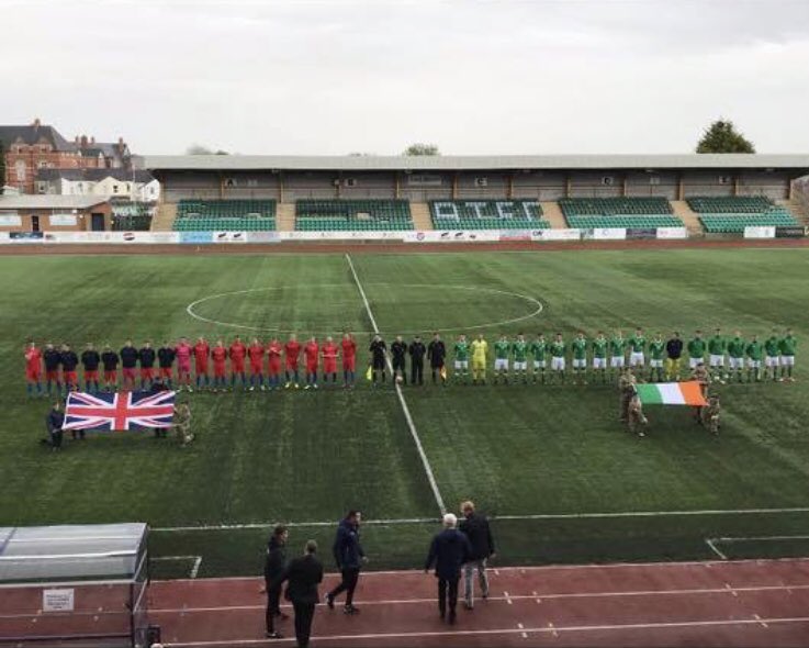 UK Armed Forces 3 -0 @defenceforces 

#friendshipthroughsport
#3servicesasone 
#7debuts 

@BFBS_Sport @Armyfa1888 @NavyFootball1 @RAFFASRT