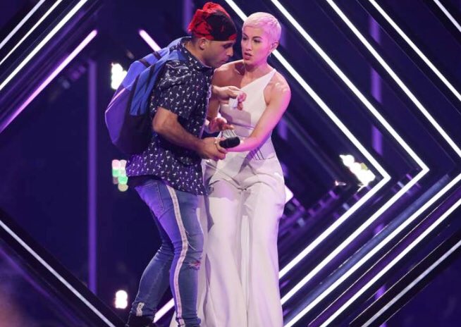 This invading idiot on #Eurovision2018 had a backpack.  What sort of security do they have?  It could have been an explosive!