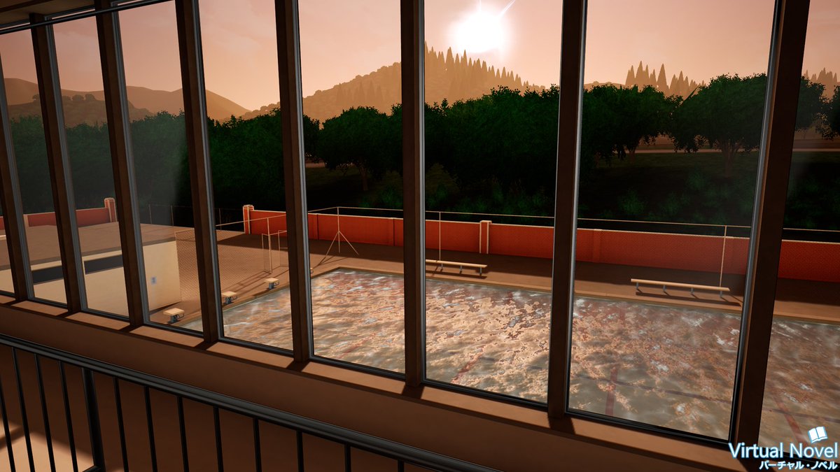 VirtualNovel's tweet photo. Few more screeenshots of dawn lighting across the campus, #UE4 really killing it. #screenshotsaturday #indiedev https://t.co/OZGYTxWomD