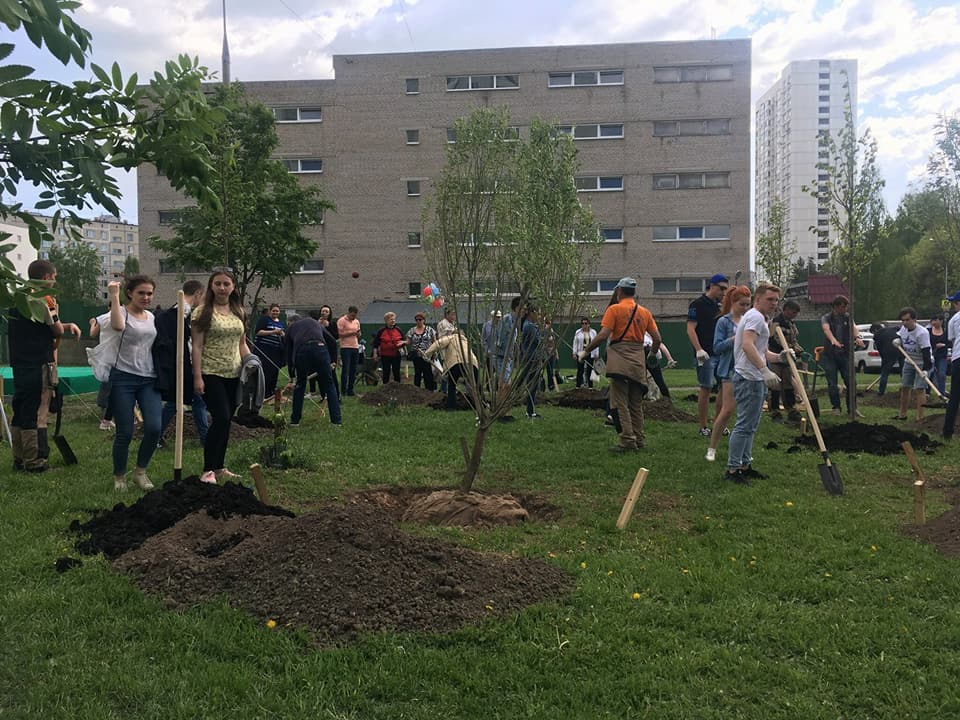 Сегодня в прекрасный, солнечный день мы с коллегами из #МПКоньково высадили еще несколько деревьев по адресу Введенского 23-2, акция #миллиондеревьев продолжается