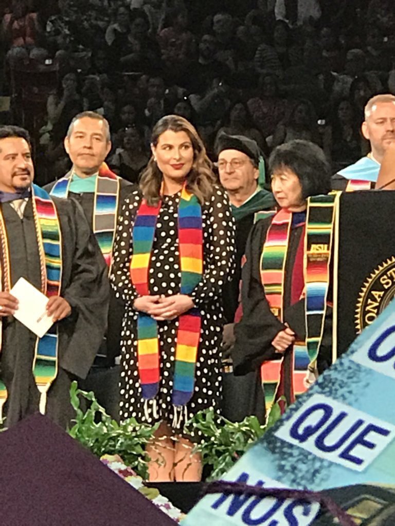 #BabyBumpAlert 🚨 Thank you, @NicoleGtzM for the photo-very proud of all our @Cronkite_ASU Hispanic graduates today! #ClassOf2018 🎓🔱 #KeynoteSpeaker