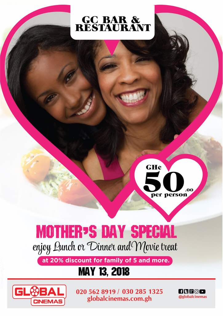 thryllapp's tweet photo. It's Mother's Day Special at the GC Bar &amp; Restaurant. A Global Cinema special happening tomorrow. Don't Miss Out
#globalcinema @GlobalCinemas #movies #mothersday #discount 
#hype #getHYPE #eventsworld https://t.co/qnuRYIdKyj