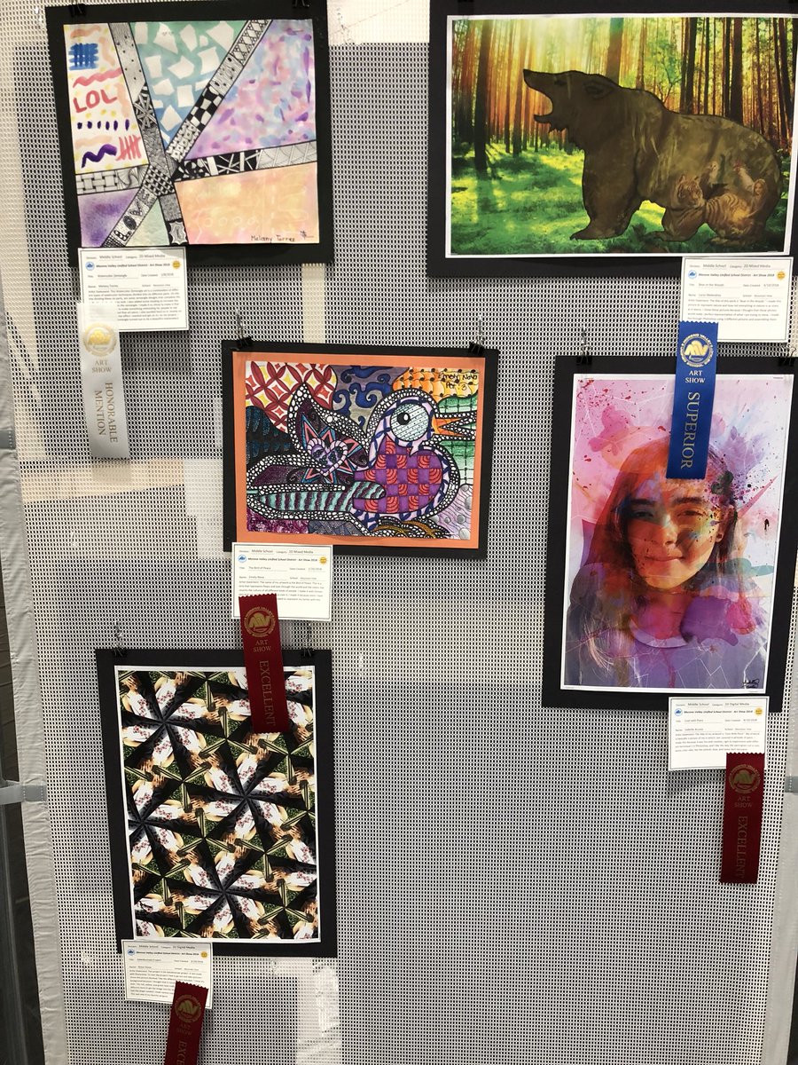 Some of my <a href="/MtViewMS/">Mountain View School</a> students' entries in the <a href="/MorenoValleyUSD/">Moreno Valley USD</a> Art Show. #art #mvusd #PantherPride