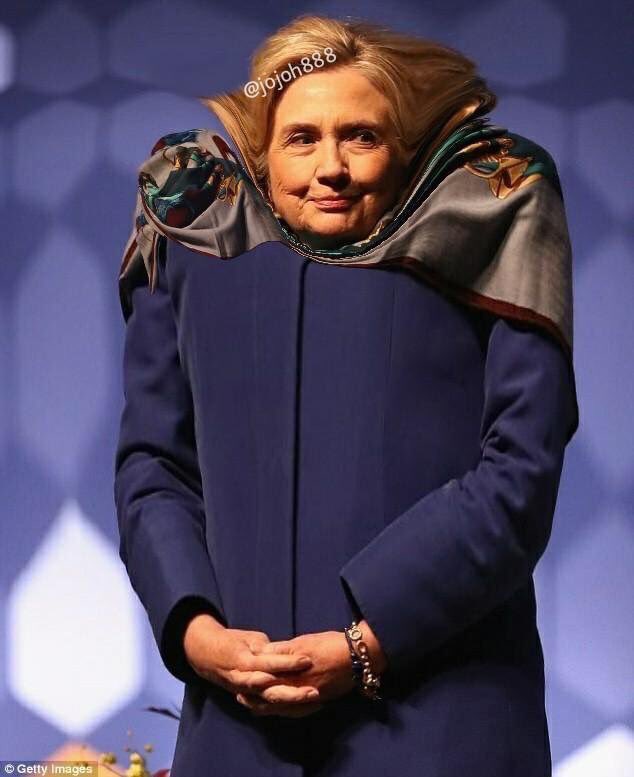 Jon Burrows 🇺🇸 on Twitter "Old Hildebeast is trying hard to cover up her back brace. Bet those