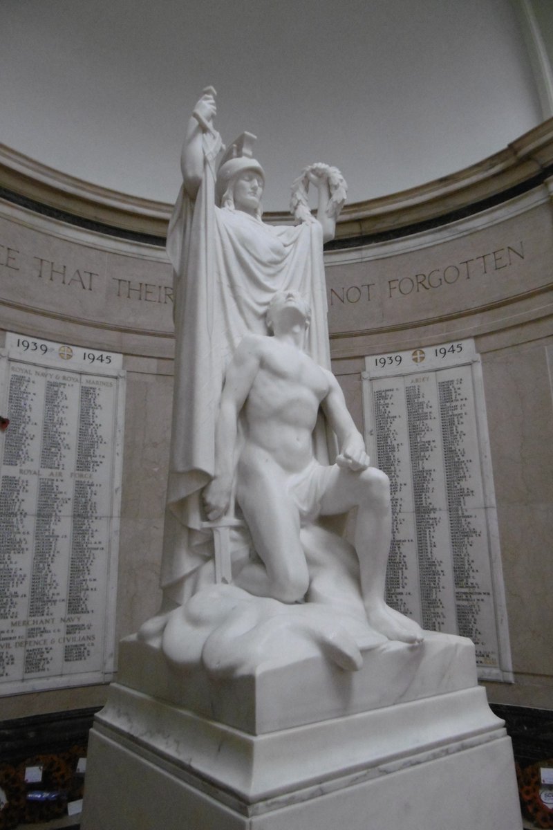 5thLackey's tweet photo. #Stockport #ArtGallery &amp; #WarMemorial #HallofMemory Memorial by #GilbertLedward 1925 symbolising Sacrifice &amp; the devotion of those who fell in the war, showing #Britannia, a soldier &amp; a slain serpent. https://t.co/FqpD5figrb