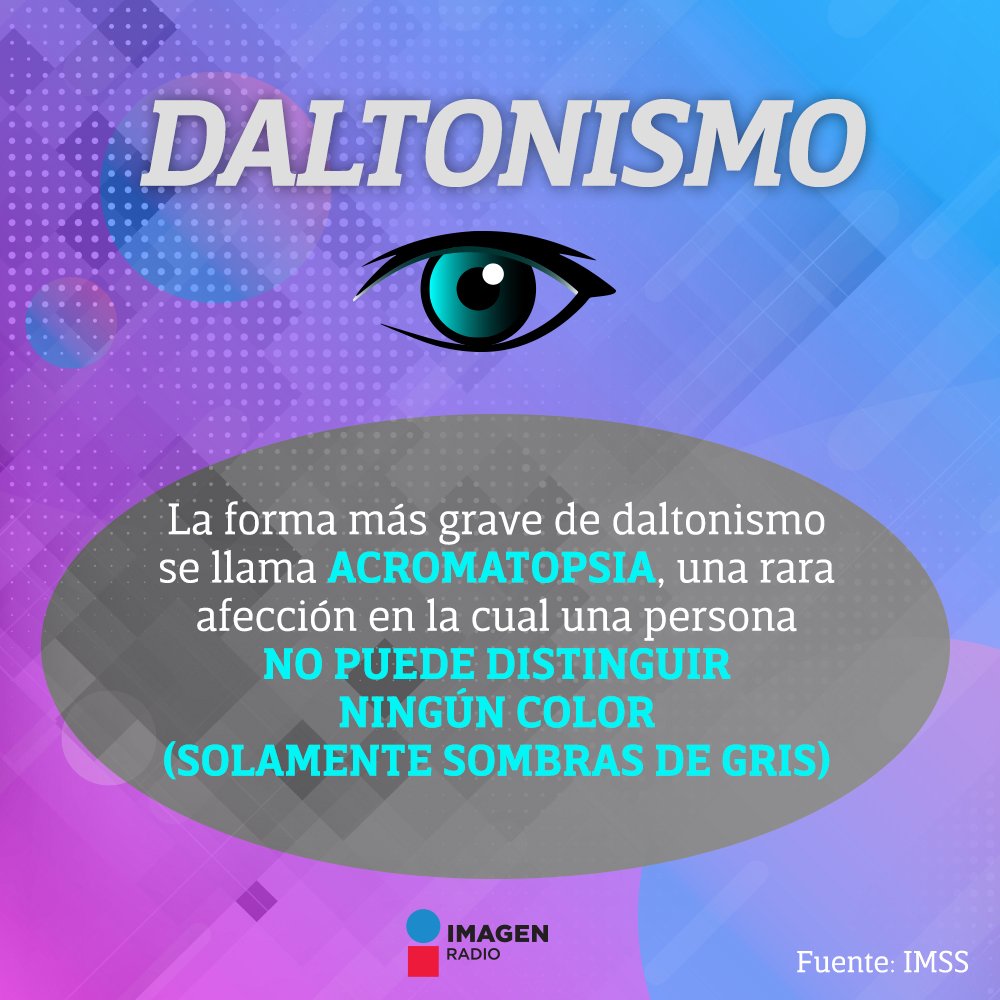 Imagen_Mx's tweet photo. ¿Cuánto sabes de #Daltonismo? 👁🔴🔵 Checa #ElDato💡 https://t.co/g9sz7OaZOt