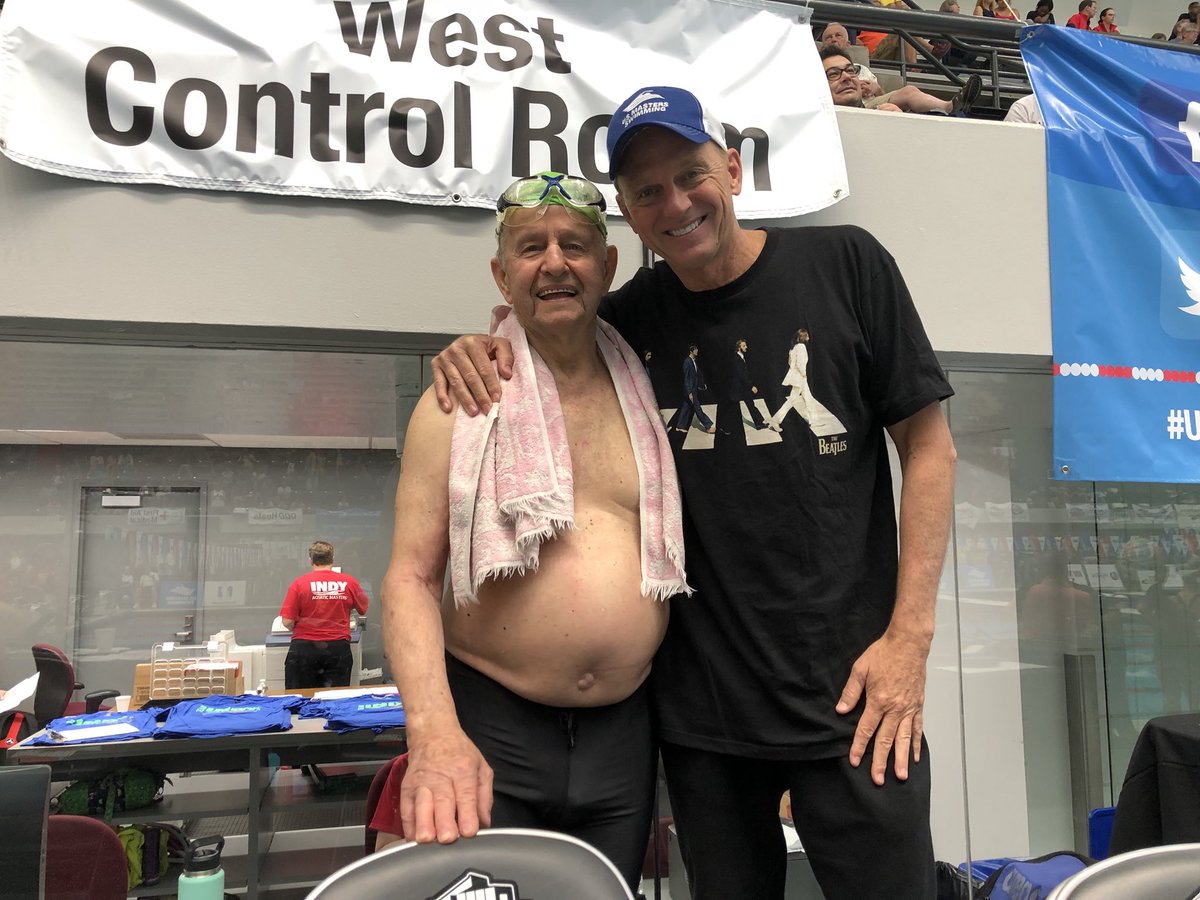 RowdyGaines's tweet image. This is Willard Lamb. He’s 95 years old. He went 1 min 37 sec in the 100 free. He broke the National Record by 30 sec. I want to be him when I grow up. #usmsnationals2018