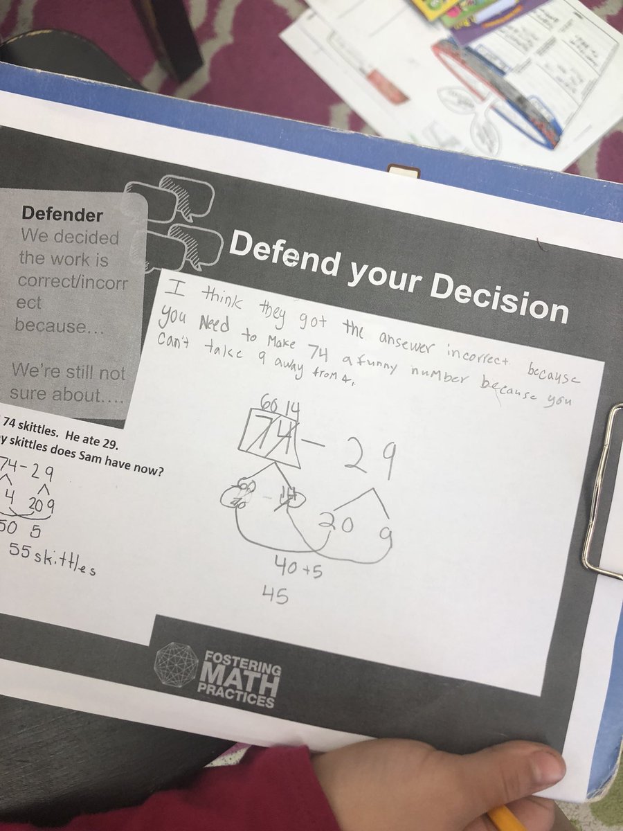 jess_scandurra's tweet photo. I finally taught that second grade decide and defend I tweeted about- loved the great discourse that came out of the activity- Ss loved defending their decision! @GraceKelemanik @AmyLucenta so many MPs at work! #DeciDefend #fosteringMPs #iteachmath #MTBoS https://t.co/suPTmhm3pY