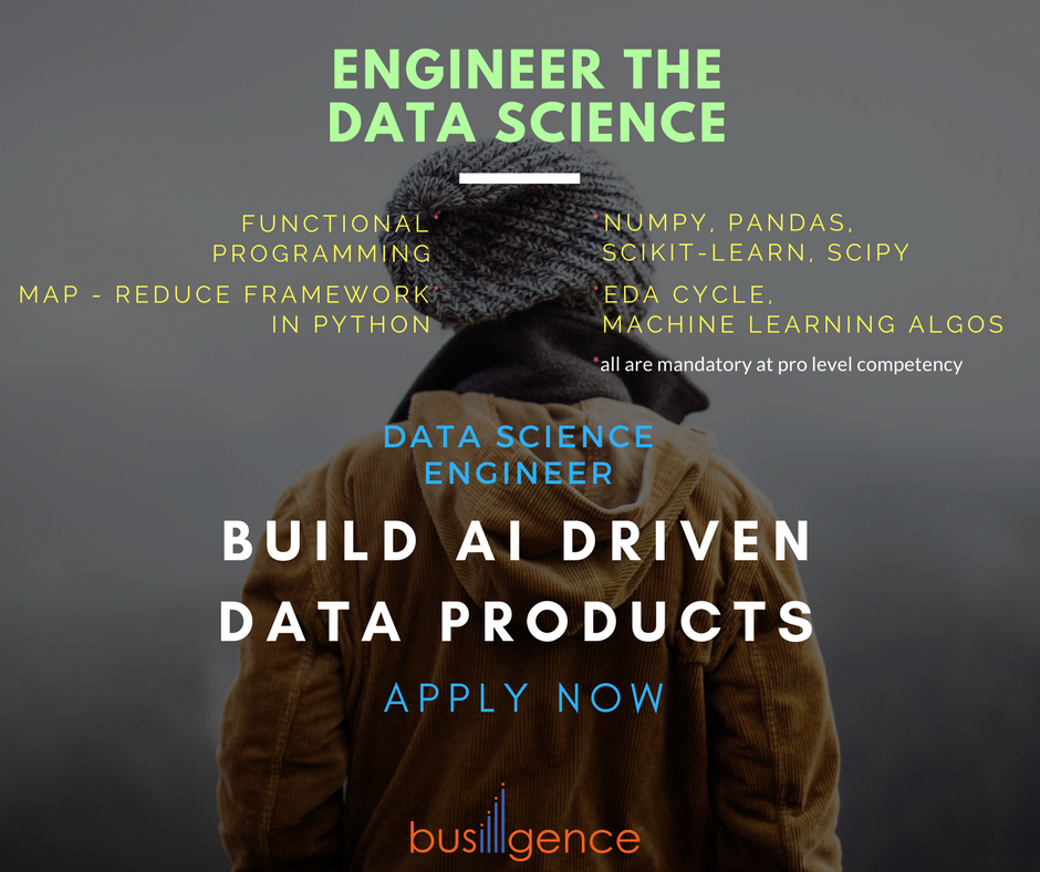 busigence's tweet photo. Busigence is hiring [ DATA SCIENCE ENGINEER ] to build #DataProducts. APPLY LINK: https://t.co/sLXC2uMfSH Do <greatest work of your life>
#Busigence #DataScience, #AI, #AIJobs, #BigData, #MachineLearning, #DeepLearning, #ApacheSpark, #Hadoop, #Python, #NumPy, #Sklearn, #pandas https://t.co/QYlPtwYCmK