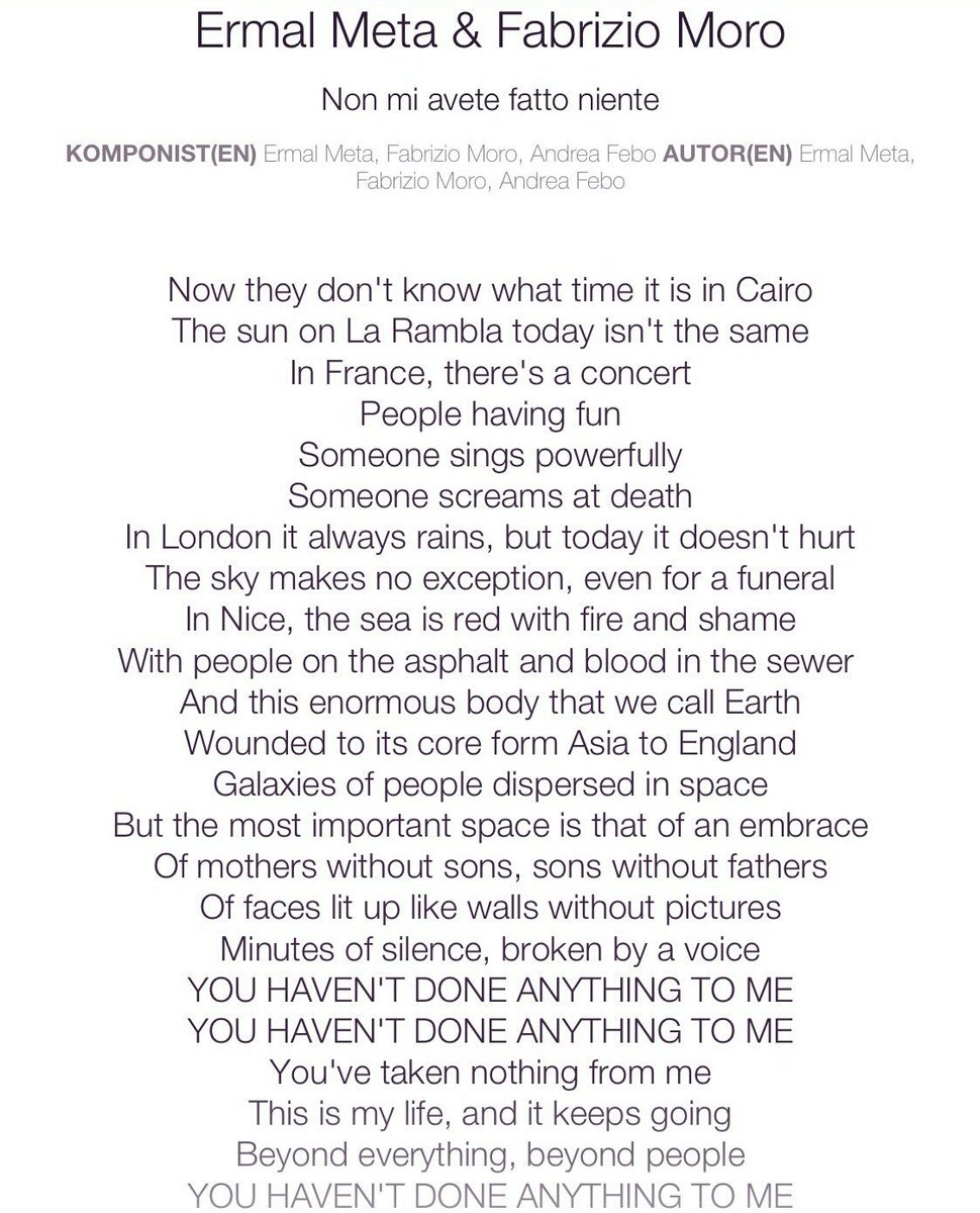 bvnnyjjk_'s tweet photo. I MEAN these lyrics are amazing ❤ Vote for Italy 🇮🇹🇮🇹🇮🇹  #Eurovision #ESCita #esc2018 https://t.co/PpTn0QaVA3