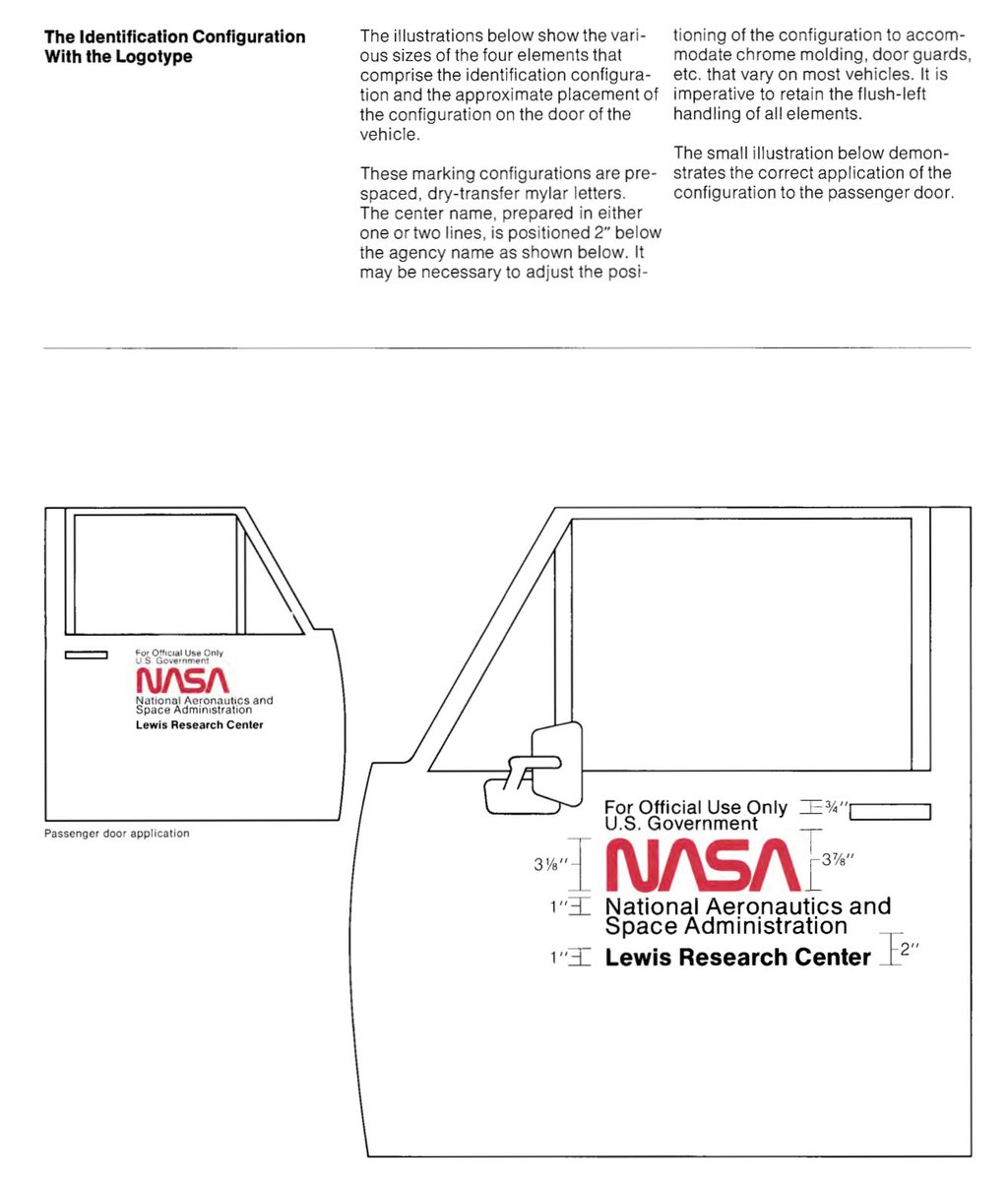 page detailing exactly what design and typography to use on a car door including precise measurements