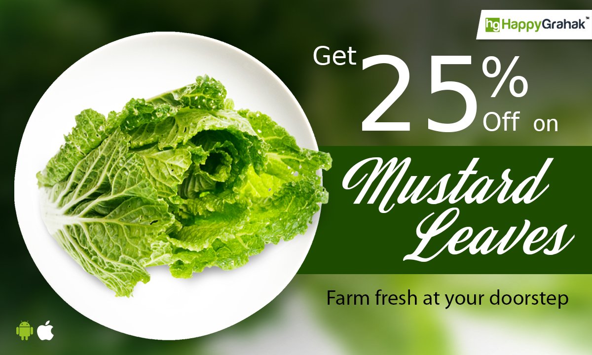 myhappygrahak's tweet photo. Get 25% off on #Mustard Leaves Farm Fresh at Your Doorstep 
#onlinegrocery #happygrahak #happycare #SundayMotivation #onlineshopping #delhi #expressdelivery #bestdeals #dealofthday https://t.co/TVJV5DA9FB