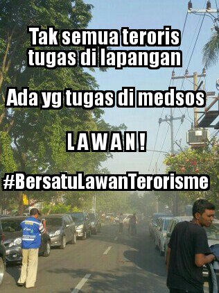 Jangan mau jadi perpanjangan tangan teror dengan menyebarkan foto korban dan menyebarkan berita yang belum terkonfirmasi kebenarannya.