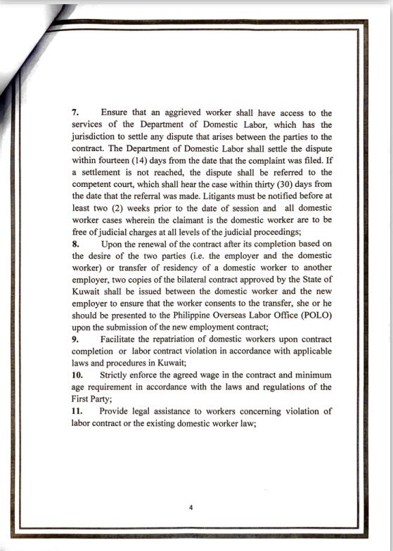 halili_maricel's tweet photo. Look: the memorandum of agreement to protect OFWs in Kuwait; signed last Friday, May 11 in the Gulf state https://t.co/lcrZofSYh3