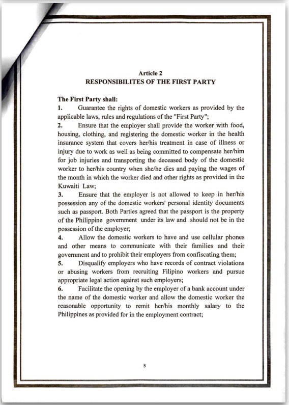 halili_maricel's tweet photo. Look: the memorandum of agreement to protect OFWs in Kuwait; signed last Friday, May 11 in the Gulf state https://t.co/lcrZofSYh3