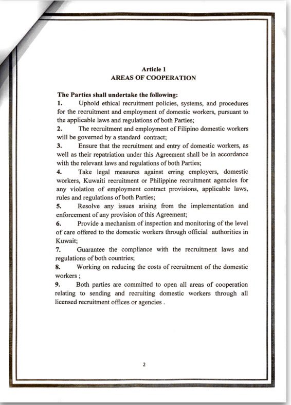 halili_maricel's tweet photo. Look: the memorandum of agreement to protect OFWs in Kuwait; signed last Friday, May 11 in the Gulf state https://t.co/lcrZofSYh3