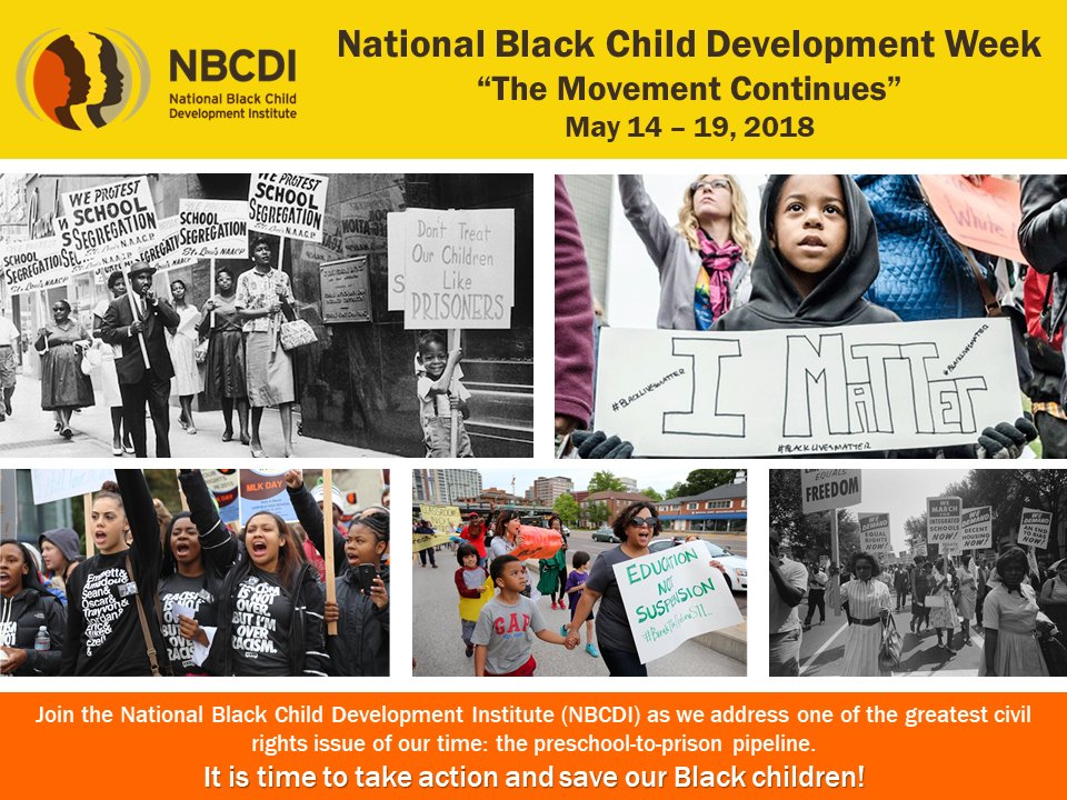BCDI Denver (@bcdidenver) on Twitter photo #NBCDW18 National Black Child Development Week (NBCDW): May 14-19, 2018! This year, we will address one of the greatest civil rights issues of our time: the preschool-to-prison pipeline. #NBCDW18 National Black Child Development Week (NBCDW): May 14-19, 2018! This year, we will address one of the greatest civil rights issues of our time: the preschool-to-prison pipeline.