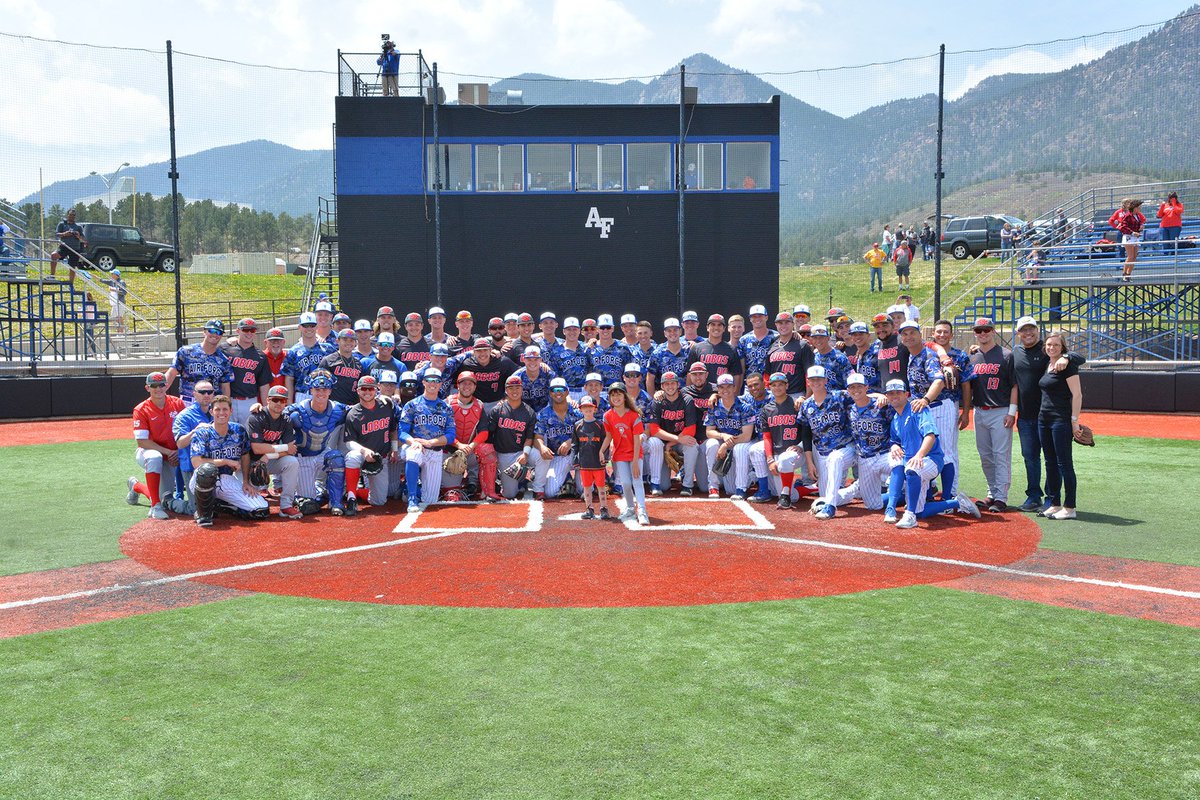 AF_Baseball's tweet photo. Some things are bigger than the game.  And today was a reminder of that.  Falcon baseball and @UNMLoboBaseball would like to wish five year old Lio Ortega all the best as he battles cancer.  

The honor was ours to have you come out today for the first at bat and pitch! https://t.co/H37sX60cr0