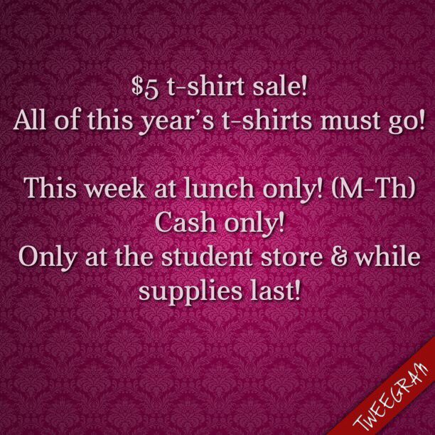 nhsnelly's tweet photo. Spring sale this week only at lunch in the student store! We have cinch bags too! Cash only! See a few of the options below! https://t.co/uzGVaTSiEU