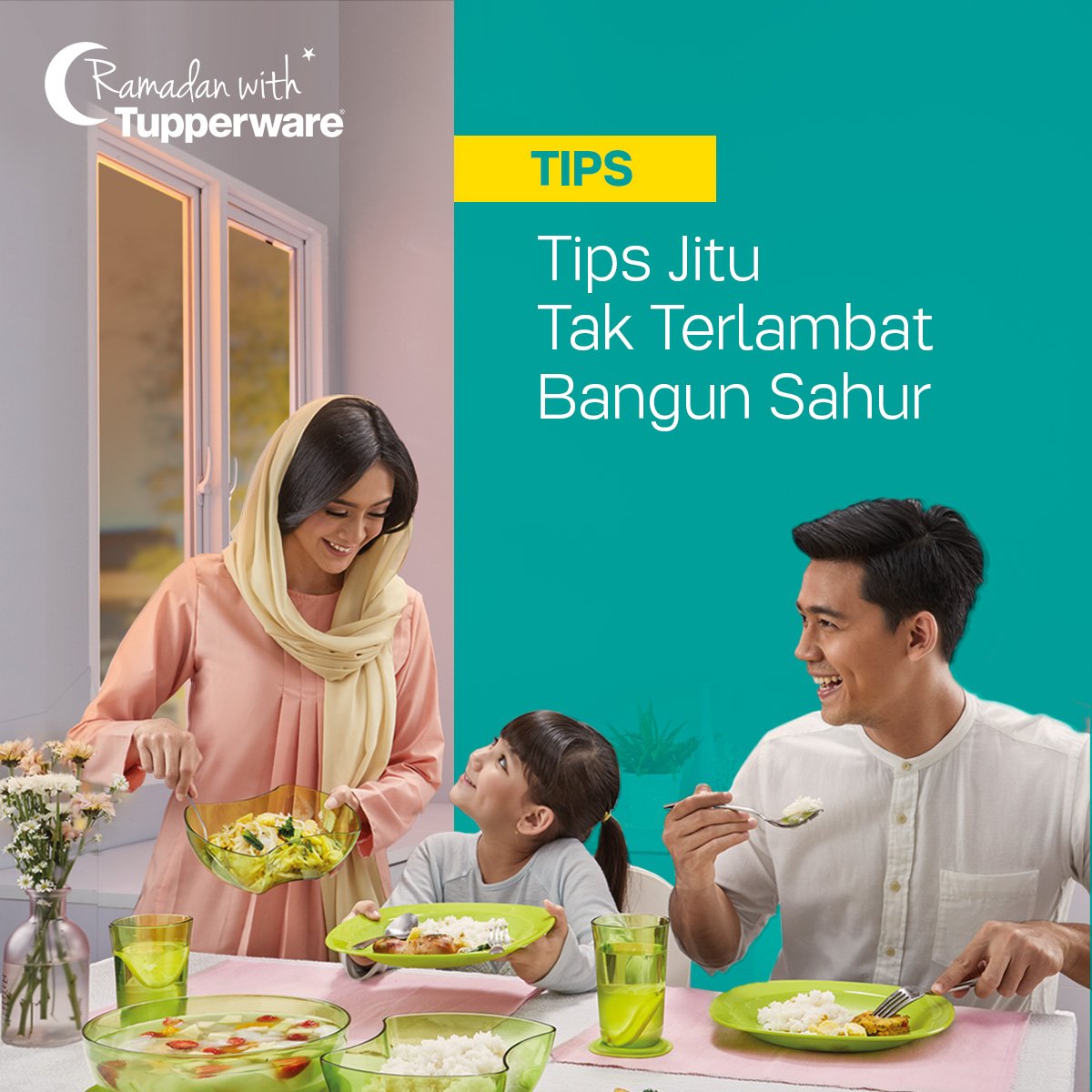 Mau bangun sahur tepat waktu? #Tips-nya Jangan makan terlalu banyak malamnya, karena jika terlalu kenyang bisa buat tidurmu jadi kelewat pulas dan tubuh jadi sulit bangun saat sahur. Kalau kamu, apa tipsmu agar tidak terlambat bangun sahur? #RamadanWithTupperware