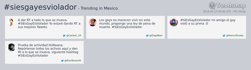 TrendsMexico's tweet photo. #siesgayesviolador es ahora una tendencia en Mexico

https://t.co/3xsjPyGscY https://t.co/J89GmG3U6J