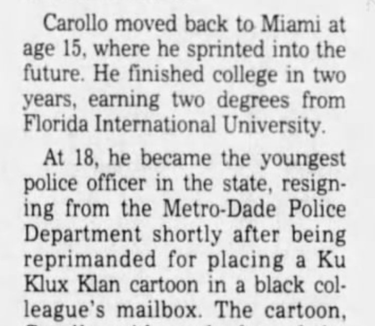 grantstern's tweet photo. #Miami Commissioner Joe Carollo was forced out of the Miami-Dade Police Department for putting a KKK flyer into a black officer's locker, then campaigned for racist Dixiecrat George Wallace in 1986 via @orlandosentinel 

https://t.co/2S0Zow4ROl https://t.co/3nSQSoXQbK