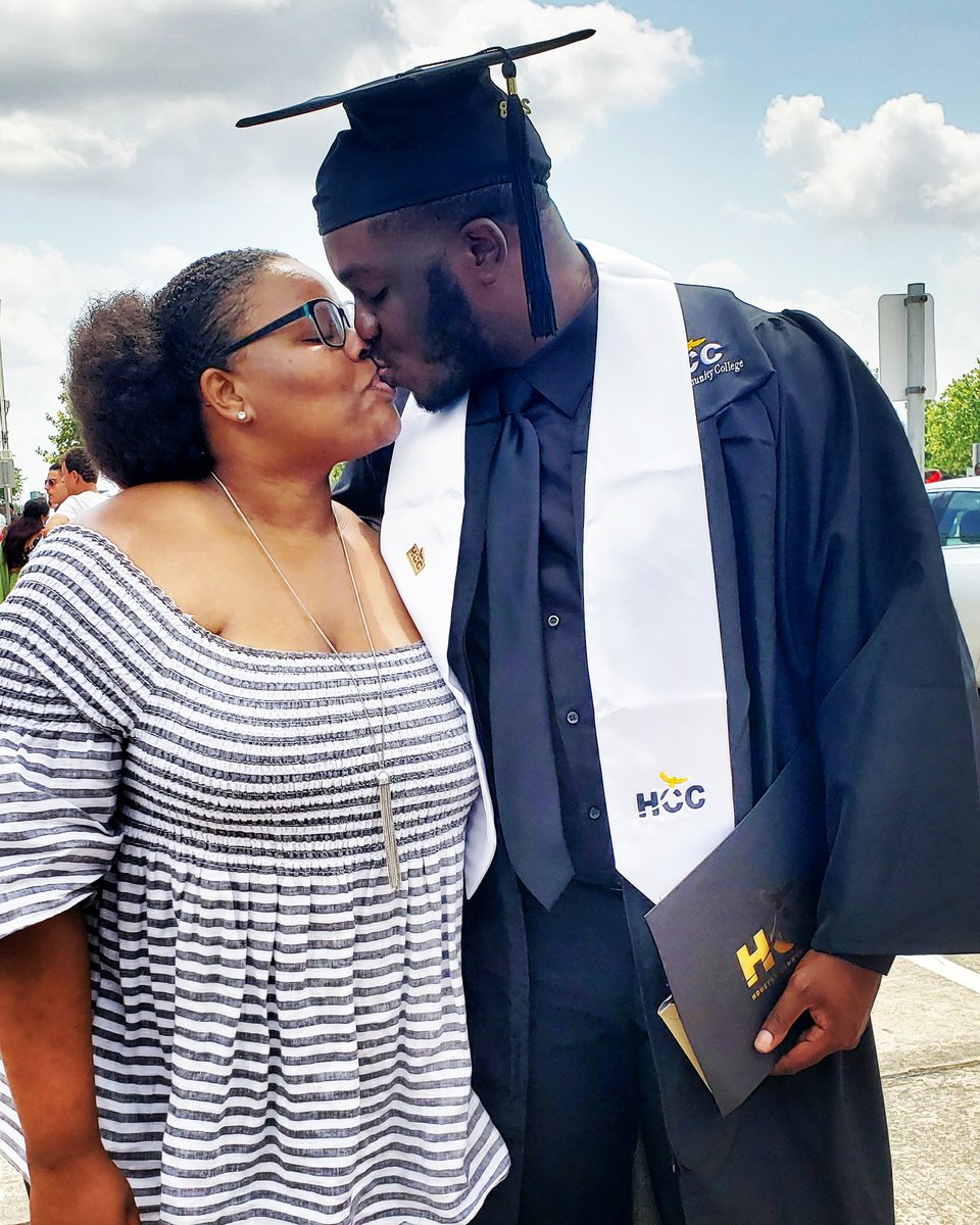 chuck__kanu's tweet photo. My biggest supporter as I went through the finish line. My tag-team partner in life. #GradGang #HCCGrad2018 #BlackLove #MyQueen https://t.co/B2BXGXAh6C