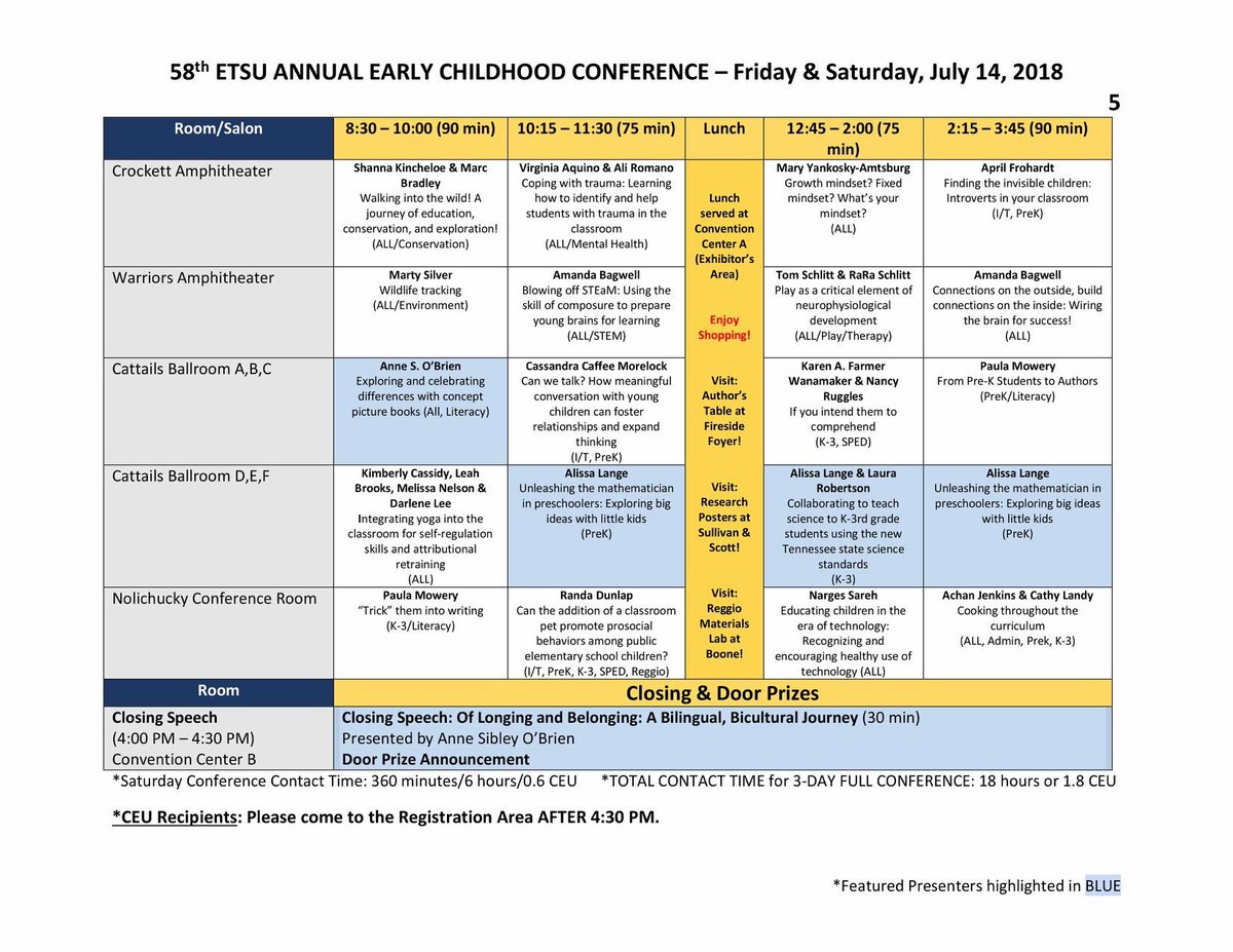 etsuEC's tweet photo. Attending our 2018 ETSU Conference? It’s almost summer! Take a look at our exciting presentations, and register before it’s too late! https://t.co/NTumUuQkyf