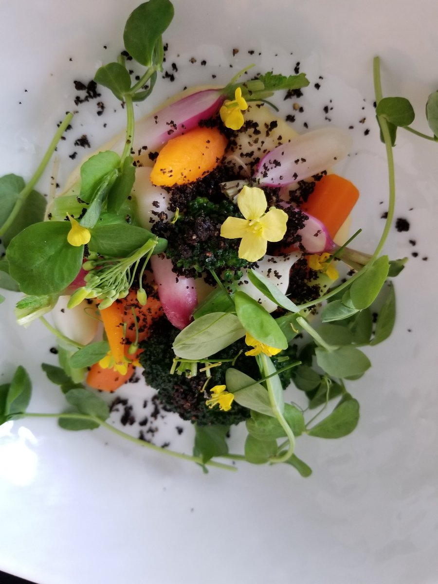 reverielondon's tweet photo. First course out! 😍😁😊
.
Broccoli, baby carrots, baby turnips, baby radish, "soil", pomme puree, pea shoots, kale flowers.....😍😁😊
Produce from @sungoldorganics
and @loco_fields
#ldnontario #ldnont #519london #tastingmenu #spring #makeeverythingfromscratch #makeitdifferent https://t.co/ilFmHMuWIX