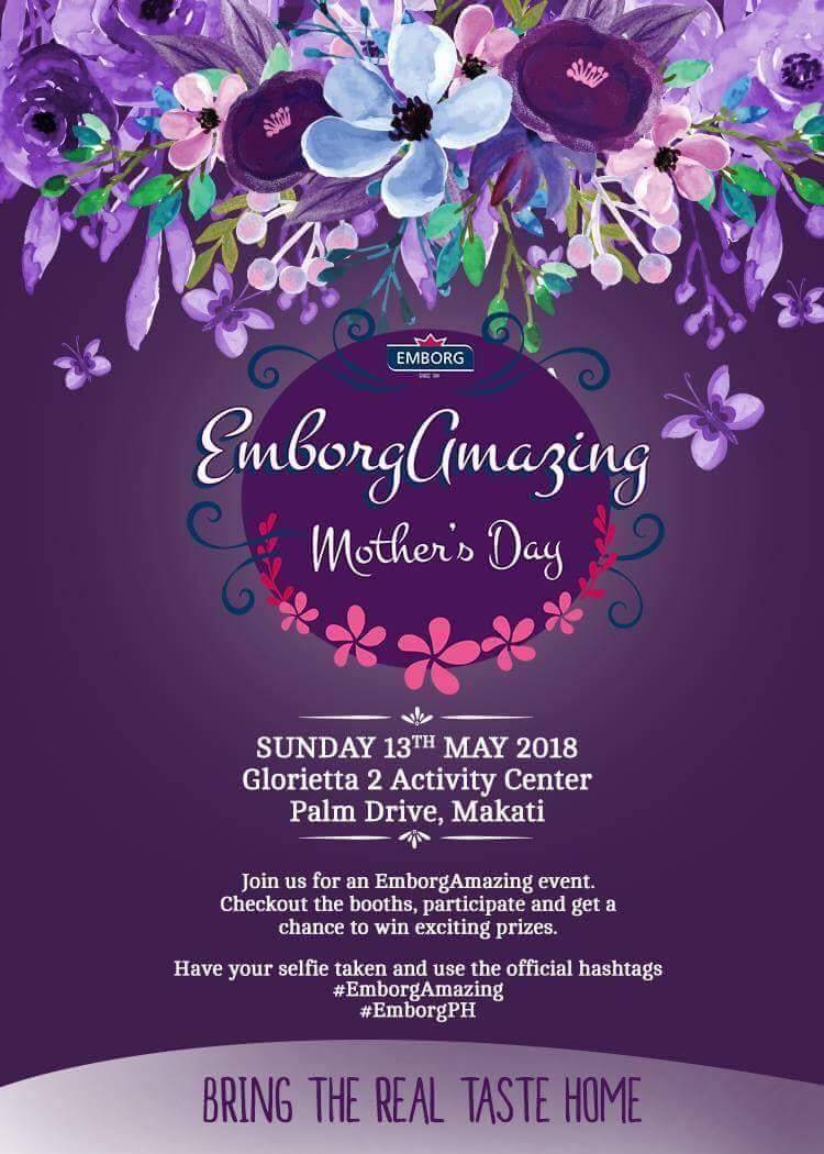 Celebrate Amazing Moms with @emborgasia on May 13, 10am-8pm at the Glorietta 2 Activity Center. Enjoy Zumba classes, booths for makeovers, massages, cupcake making, and watch cooking demos and student chef cook-off! See you there!
#EmborgAmazing #EmborgPH #psstph #partofthestory