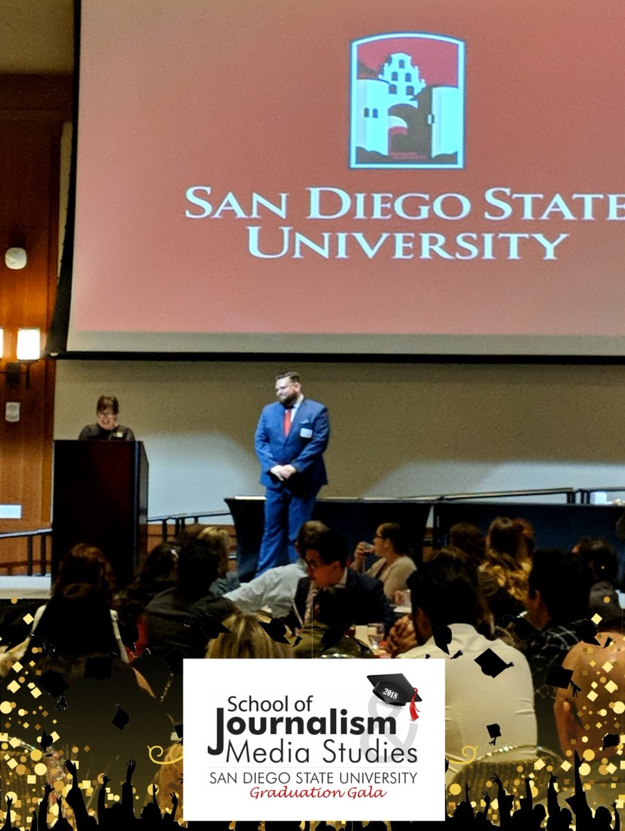 SDSU_JMS's tweet photo. .@TheDailyAztec outgoing Editor-in-chief @adyer619 being recognized at #SJMSGradGala. https://t.co/Jc83EDwH2x