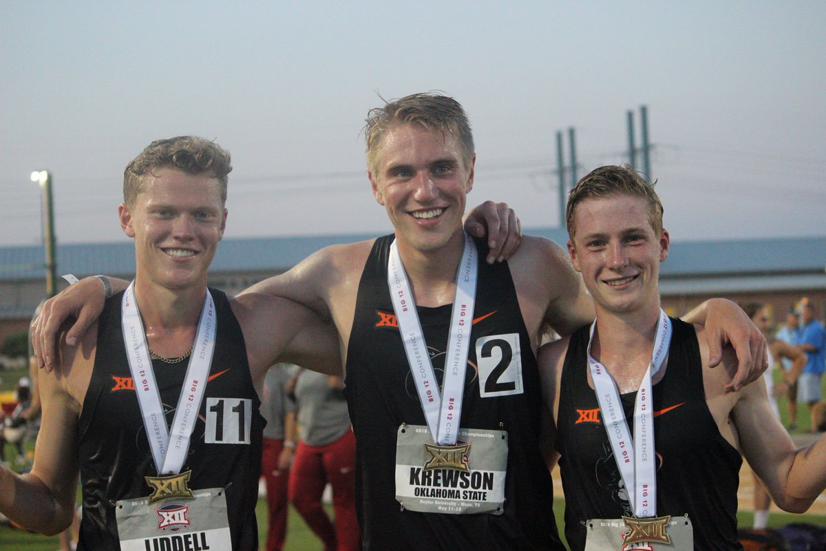 run4okstate's tweet photo. What a way to end the night!

Three.. count em... three Cowboys score in the 3,000m steeple to earn the team nine points in the event! 🏆 #okstate #Big12TF https://t.co/hVGPAndl76