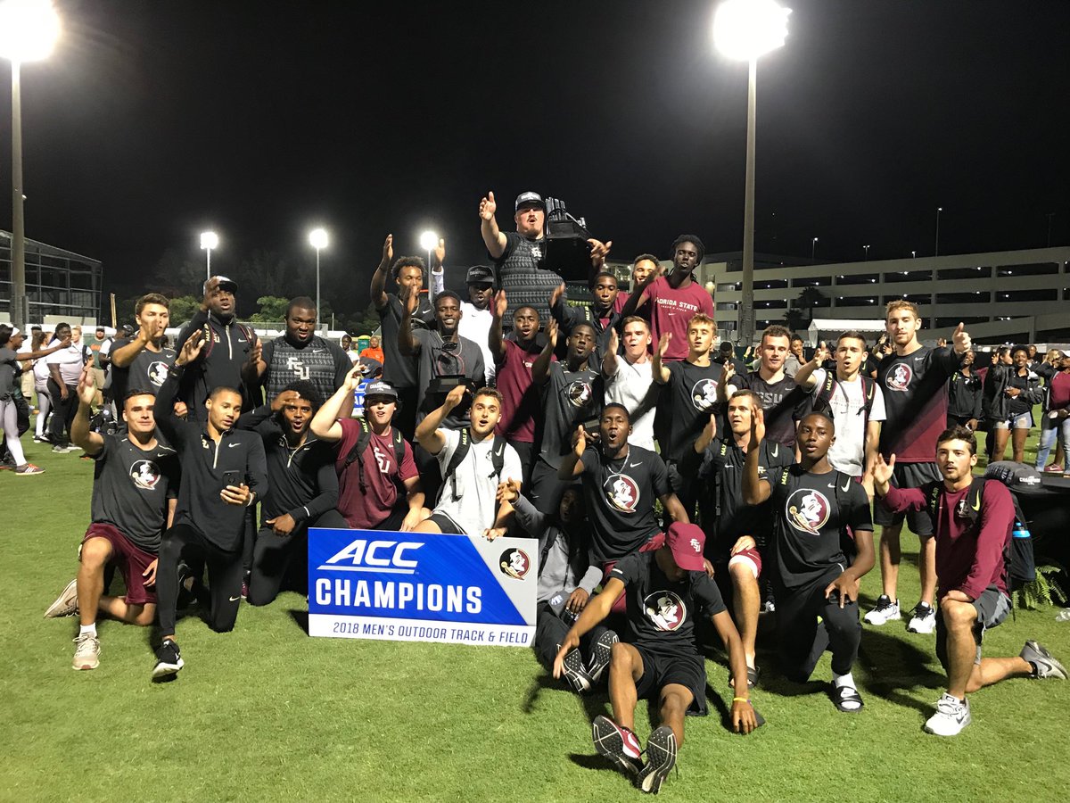 The #Noles chop it up on the podium  after collecting their #ACCOTF Championship 🏆