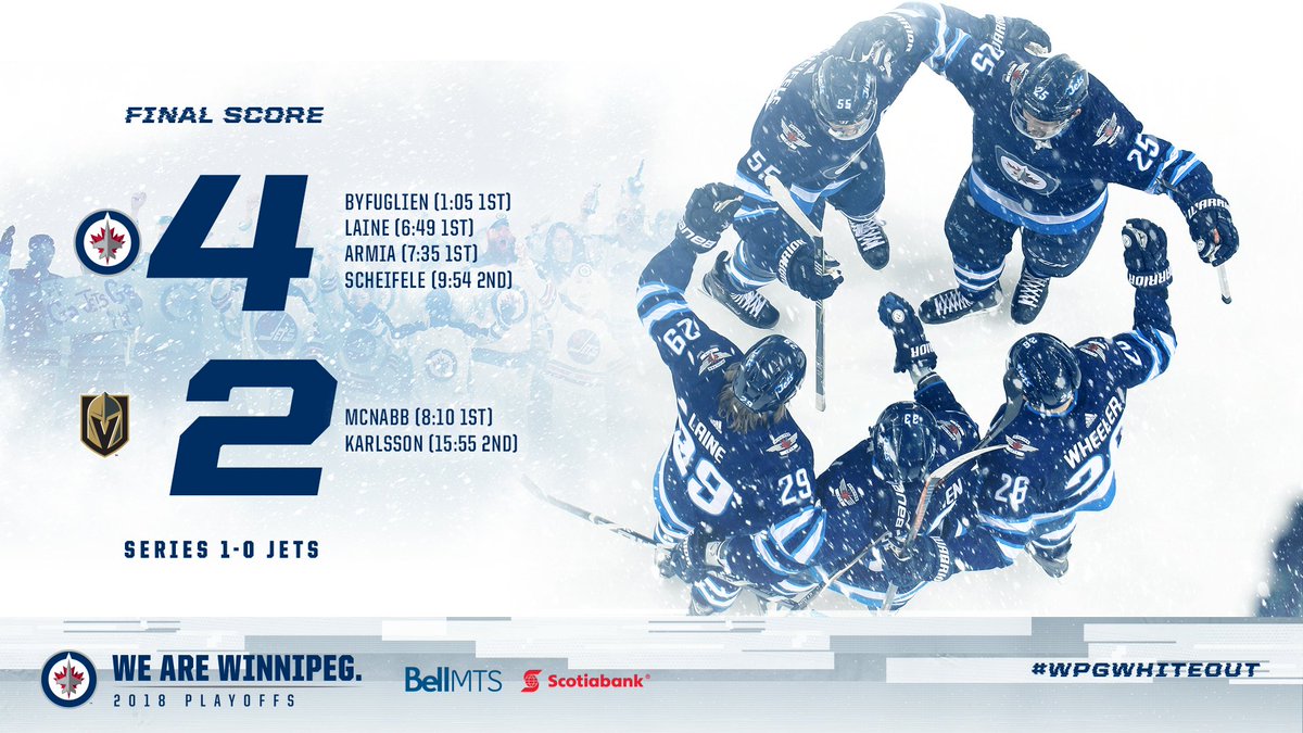 WINN CITY!! 🙌

#NHLJets lead the Western Conference Final 1-0!!

#WPGWhiteout #GoJetsGo #VGKvsWPG