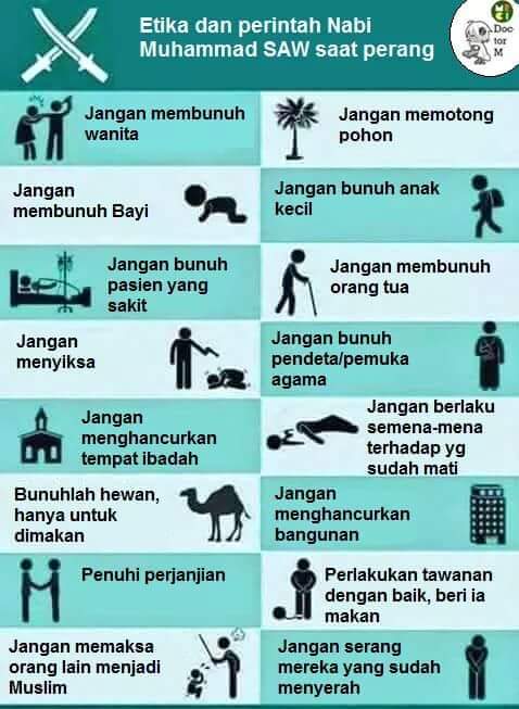 Let me share this again. Etika perang dari Rasulullah SAW.
Jadi kalau yg ngebom hari ini mengatasnamakan Islam, JANGAN PERCAYA!